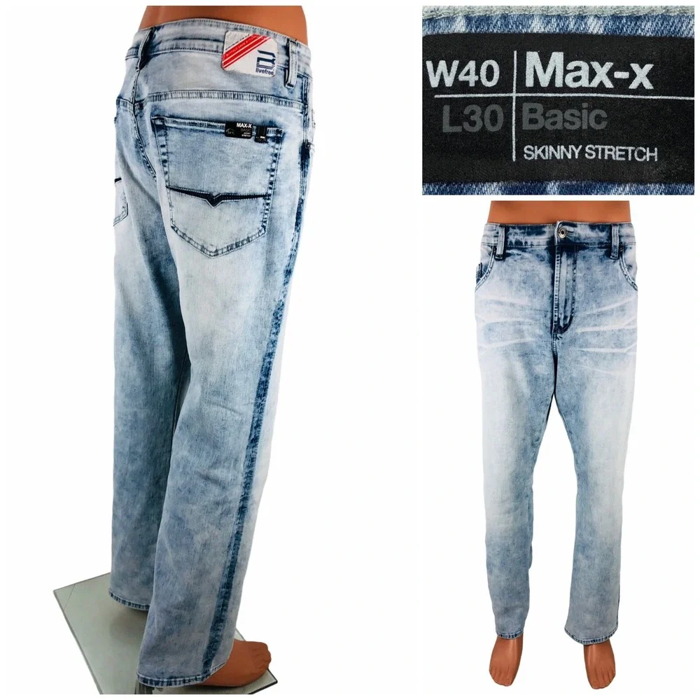 Buffalo David Bitton Men Jeans Blue 40 x 30 Max X Basic Skinny Stretch NWT $109
